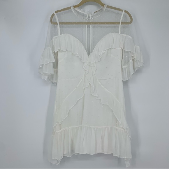 La Maison Talulah White Enchantment Ruffle Mini Dress Size L - Picture 2 of 7